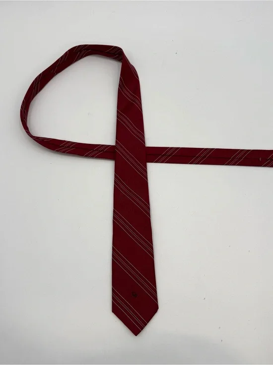 Dior Men's Burgundy Diagonal Stripe Silk Tie