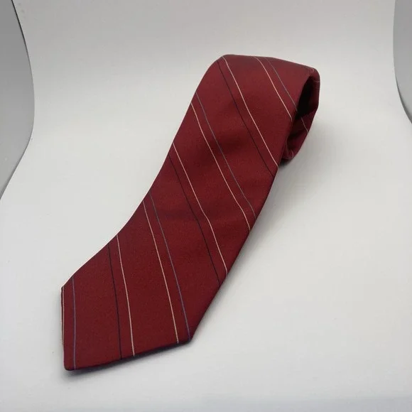 Hennessy Couture Paris New York‎ Necktie Red  Stripe Preppy Polyester Silk