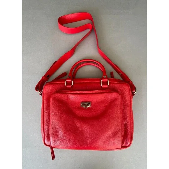 NWT BODHI Tech Collection Red Leather Laptop Tote MacBook iPad Bag 13