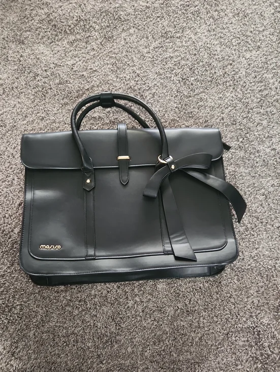 Mosiso Black Leather Tote Briefcase