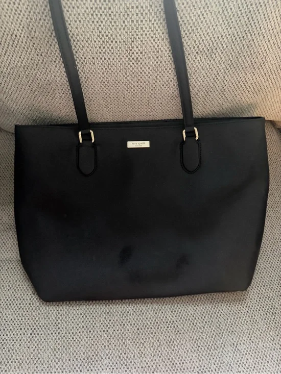 kate spade Black Saffiano Tote with Gold Accent