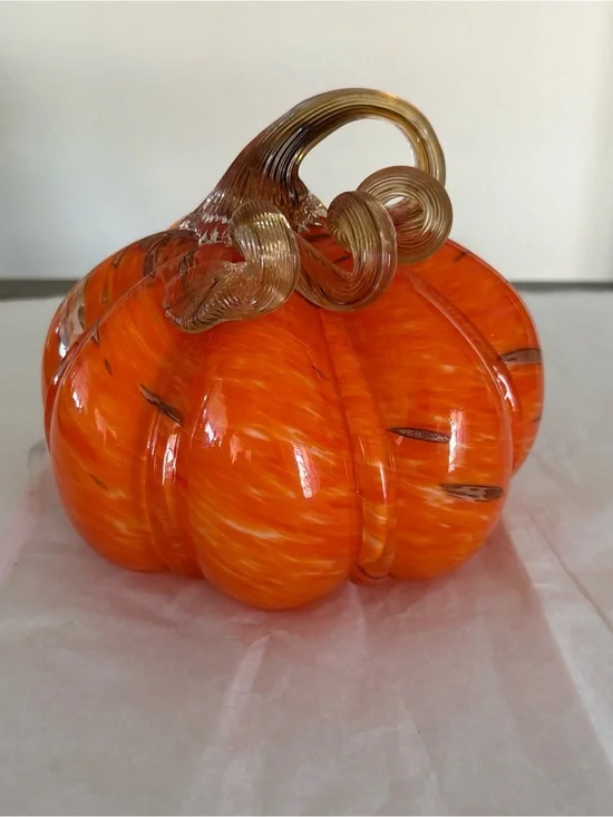 Martha Stewart Handblown Glass Multi-colored Pumpkin  Beautiful colors of orange