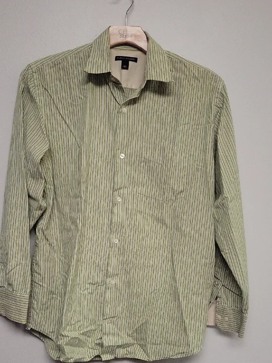 Banana Republic Light Green Striped Button-Up Shirt