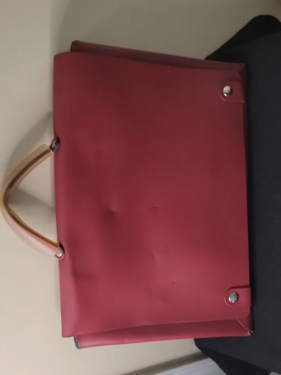 Red Structured  Laptop Bag with Tan Handles