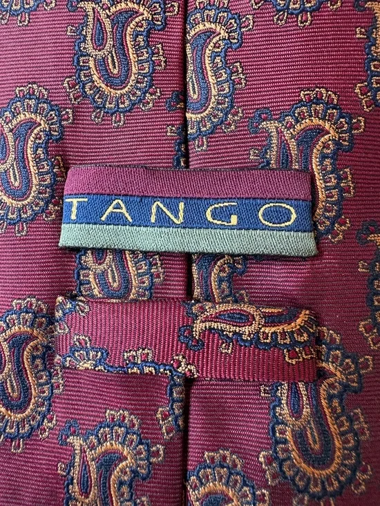 Vintage Tango 100% Silk Maroon Paisley Necktie - 4
