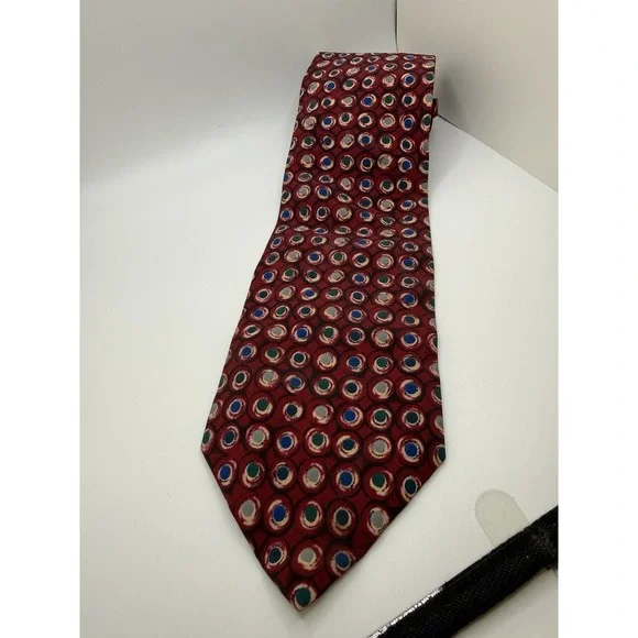 Vintage Christian Dior Monsieur Tie Red Geometric Dot Abstract USA 59