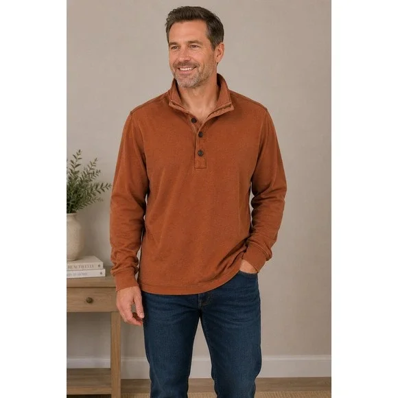 Banana Republic 1/4 Zip Button‎ Pullover Mens L Fall Color Woodsman Outdoors