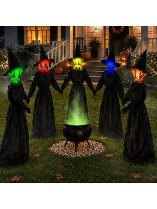 Light Up Witch Hands Halloween Decorations - 5 Pack, Color Changing Outdoor