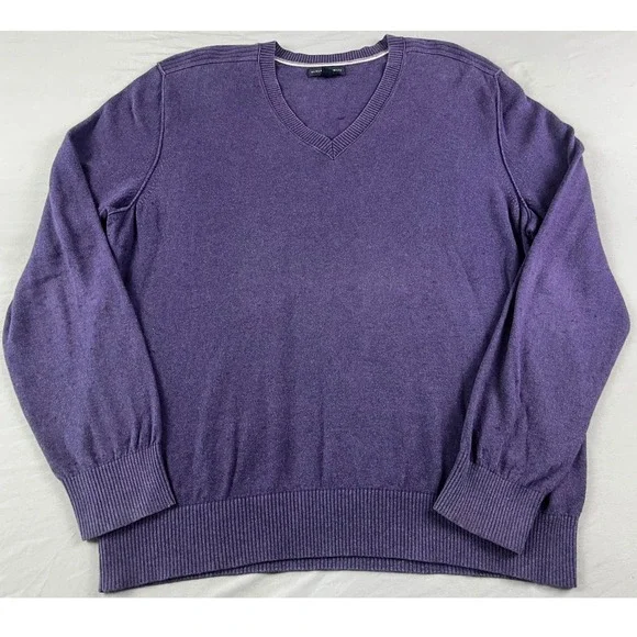 Banana Republic Mens XL Extra Large‎ Purple Cotton Cashmere V-Neck Sweater
