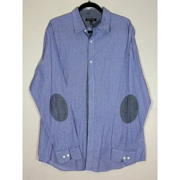 Banana Republic, Tailored Slim-Fit Denim Elbow-Patch‎ Button-Down Shirt, XL Tall