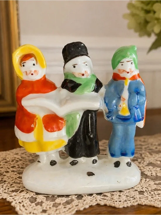Vintage Made in Japan Christmas Carolers Figurine Trio Ceramic Choir MCM Decor