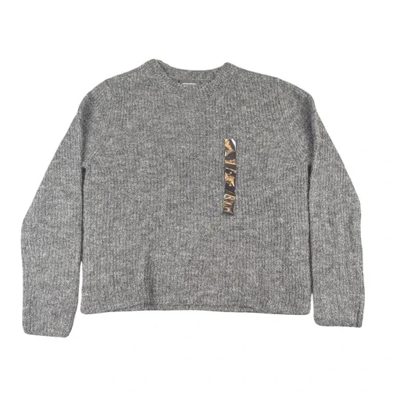 Banana Republic Mens M Gray Alpaca Wool Blend Fuzzy Crewneck Sweater 508998-01-1