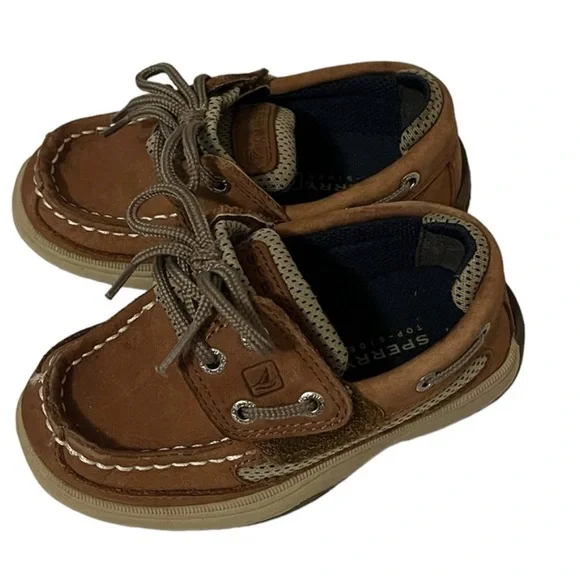 Sperry Brown Moccasin Shoes with Nautical Design