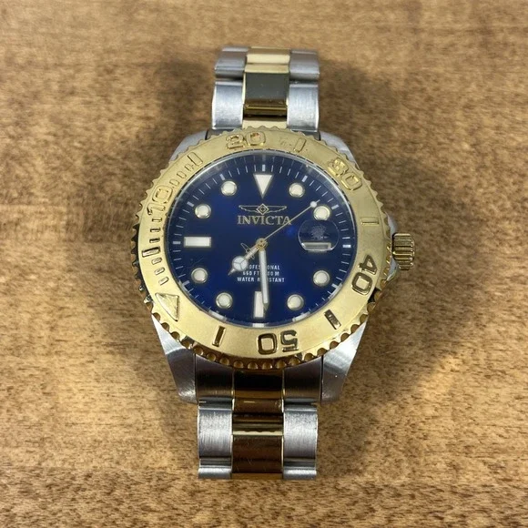 Invicta Pro Diver Two-Tone Stainless Gold Tone‎ Blue Dial Men's Watch
