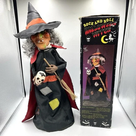 Vintage 1990s Rock And Roll Halloween Witch Animated Light Sound 20