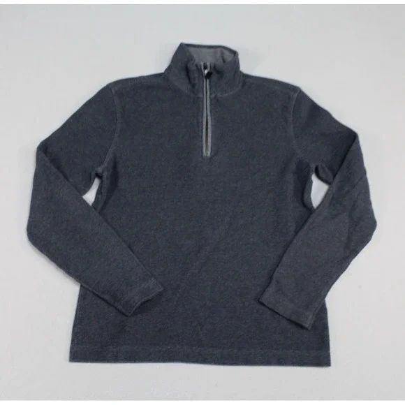 Banana Republic Men Gray Pullover Sweater Quarter Zip Mock Neck Size Medium