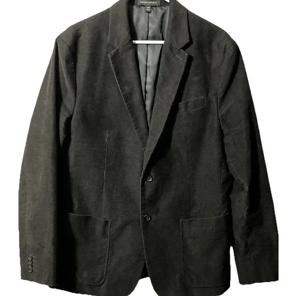 Banana Republic Mens Corduroy Blazer 44R Slim Fit Black Sport Coat Preppy Casual