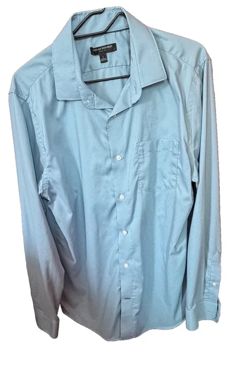 Banana Republic Mens Blue Button Up Dress Shirt sz L Slim Fit