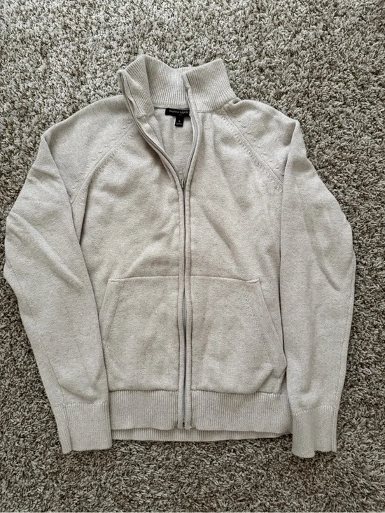 Men's Cream Full-Zip Sweater Jacket