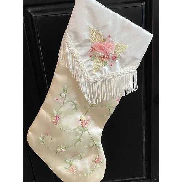 Christmas Stocking Victorian Style Embellished Large 18” Unbranded