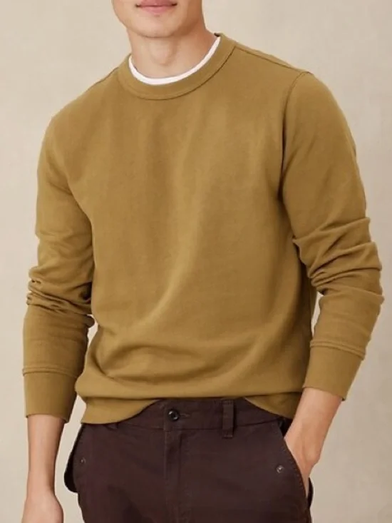 Banana Republic Factory Heavyweight Long Sleeve Horse Hair Tan T Shirt Crewneck