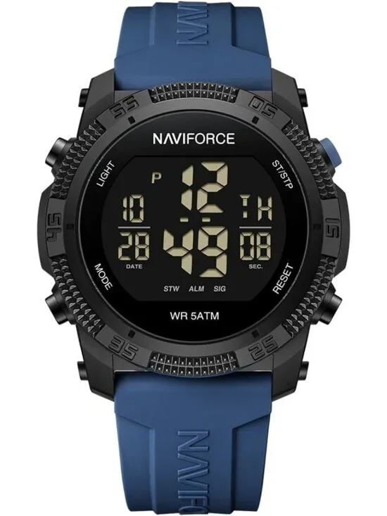 Unisex Blue Analog Quartz Rubber Strap Sports Waterproof Digital Wrist Watch