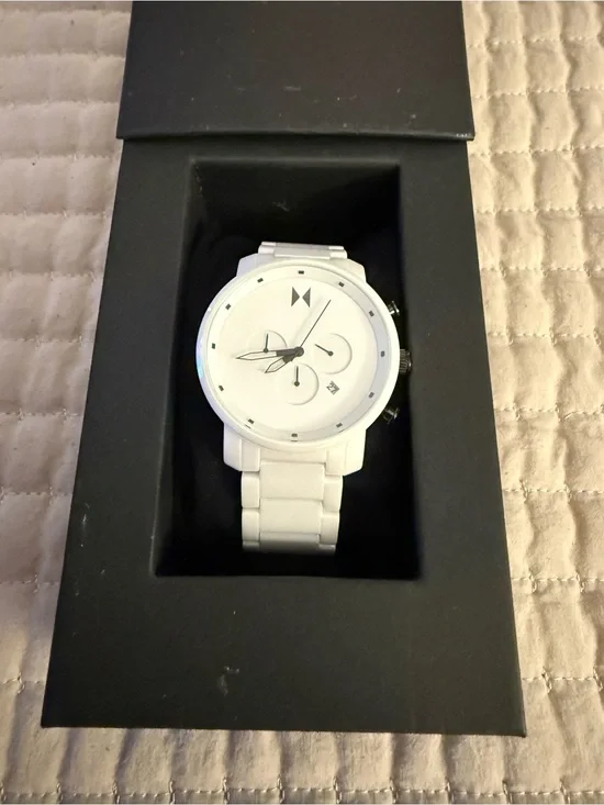 MVMT White Men's ceramic Chronograph Watch with White Bracelet
