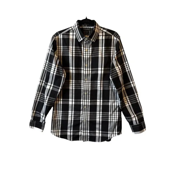 Banana‎ Republic Grant Fit Long Sleeve Plaid Button Up Shirt M Non Iron Classic