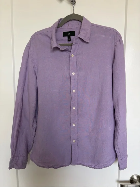 Banana Republic Men's 100% Linen Button-Up Shirt - Lavender (S)