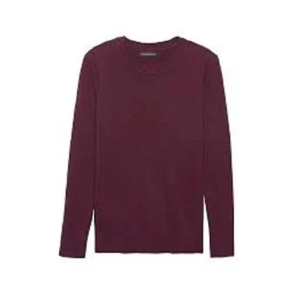 Banana Republic Merino Crew Mavesky Sweater Burgundy Medium New With Tags‎