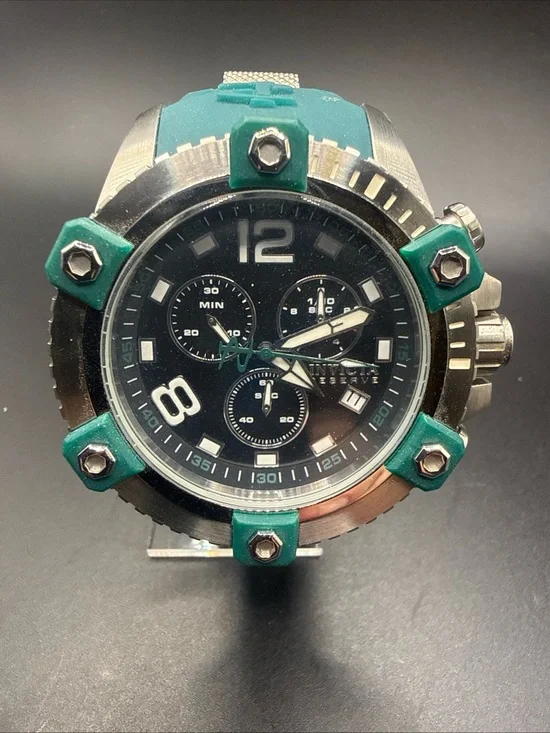 Invicta Men's Black Dial Sport Watch with Green Accents