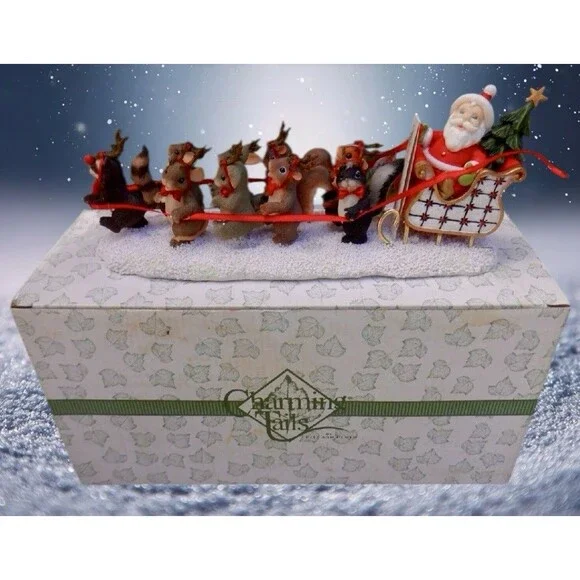 Vintage Charming Tails Figurine Fitz Floyd Anthropomorphic Dash‎ Away All Sleigh