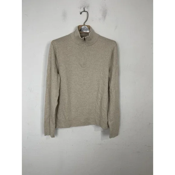 Banana Republic Men Sweater Large Italian Merino Wool Quiet Luxury Minimal Beige