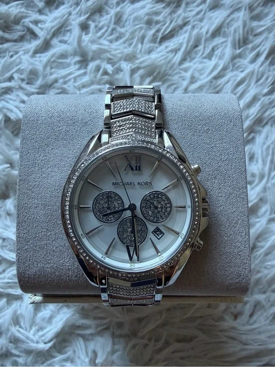 Michael Kors  Silver-Tone Crystal Chronograph Watch