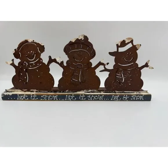 rustic-style Metal snowmen tea light candle holder