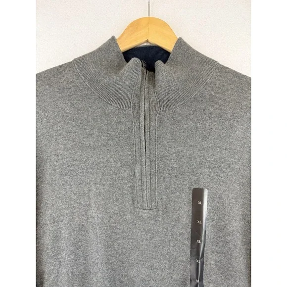 BANANA REPUBLIC Luxe Sweater Collection Mens XL Gray Long Sleeve Quarter Zip NWT