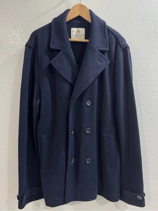 Banana Republic Heritage Men’s XL Navy Wool Blend Double Breasted Peacoat