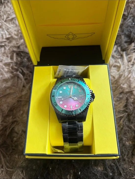 Black label Pro Diver Watch - Teal to Pink