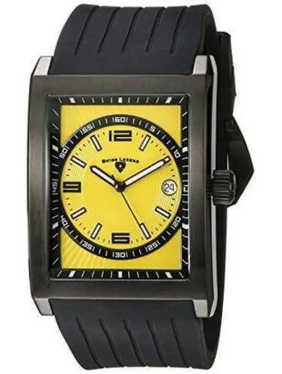 Swiss Legend Limousine Men's Yellow Dial Black Rubber Strap Watch (40012-BB-07)