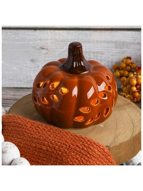 Fall Ceramic Light Up Pumpkin