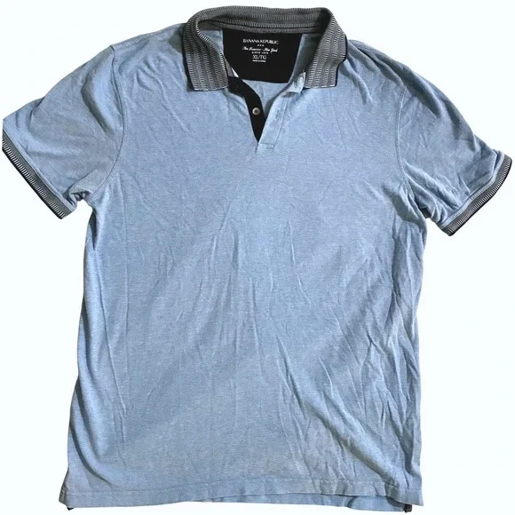 Banana Republic Blue Cotton Polo Shirt Mens XL Preppy Coastal Minimalist Classic