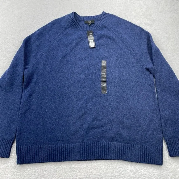 NEW Banana Republic Eco Sweater Men Long Sleeve Crew Neck‎ Blue Knit Sweater XXL