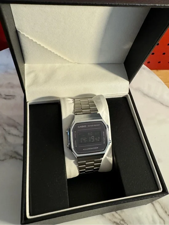 Casio A168WEM-1VT Vintage Silver & Black Digital Watch