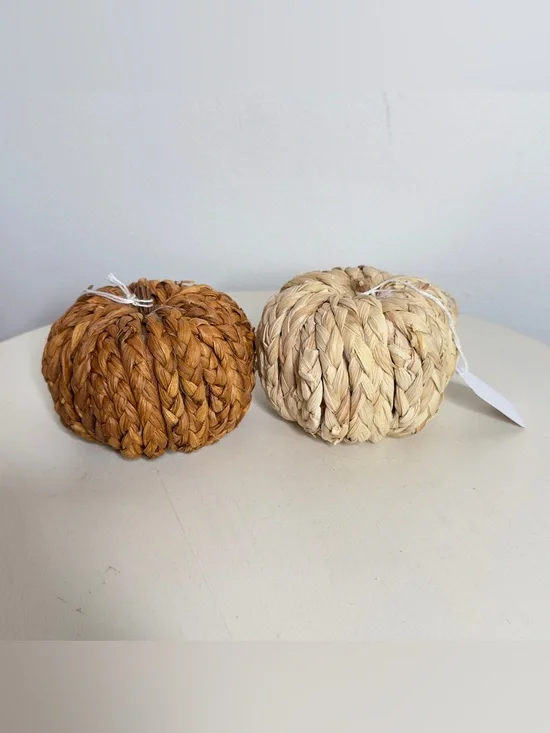 2 Cornhusk Woven Pumpkin Decor