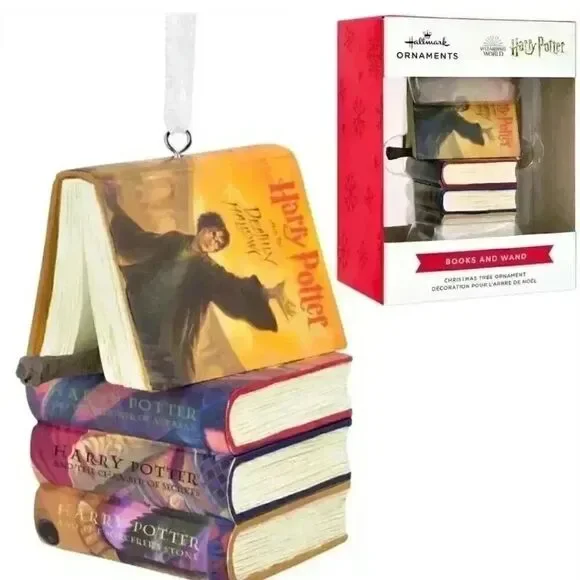 Hallmark Harry Potter Book & Wand Christmas Ornament NEW
