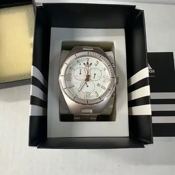Adidas Metallic rose gold tone Watch with White and gold dial