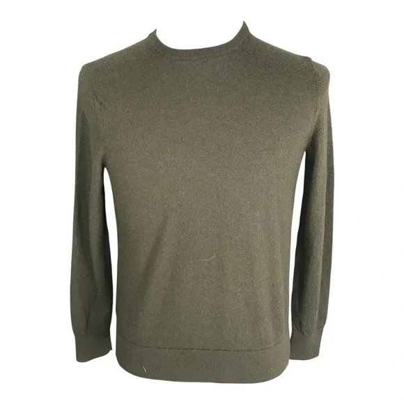 Banana Republic Merino Wool‎ Men Sz M Sweater Crewneck Cuff Green Preppy Classic