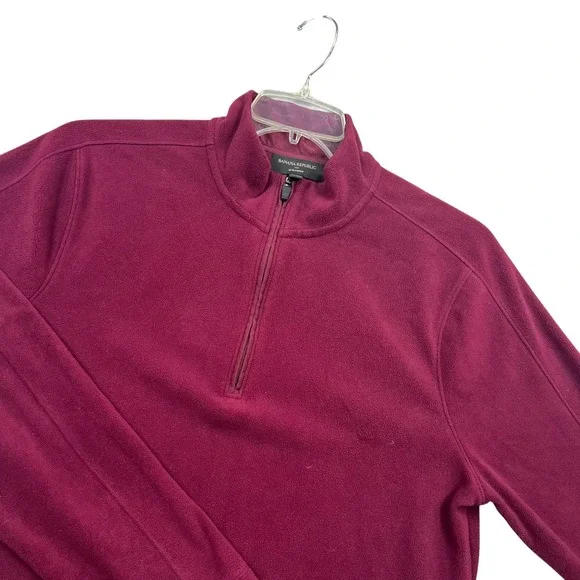 Banana Republic Fleece Pullover Mens L Burgundy Ultrawarm Quarter Zip 386851-02