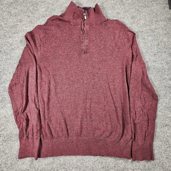 Banana Republic Luxe Sweater Collection Burgundy 1/4 Zip Pullover‎ Men's L