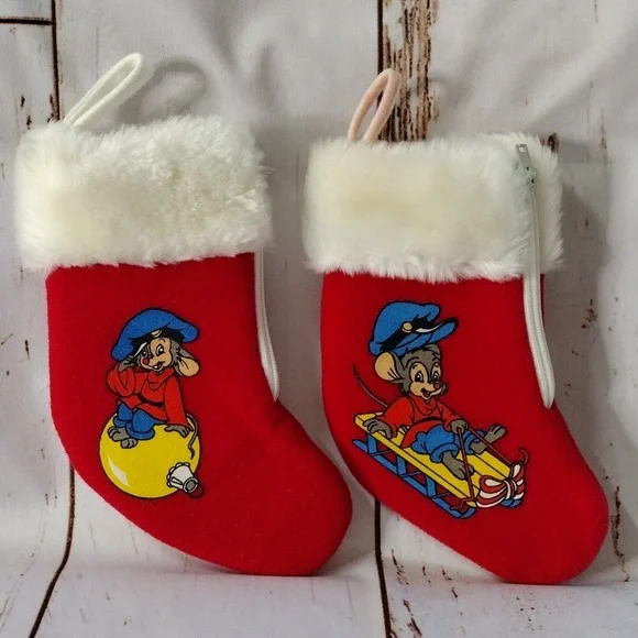 Vintage 1986 Sears McDonald's An American Tail Mini Zippered Christmas Stockings